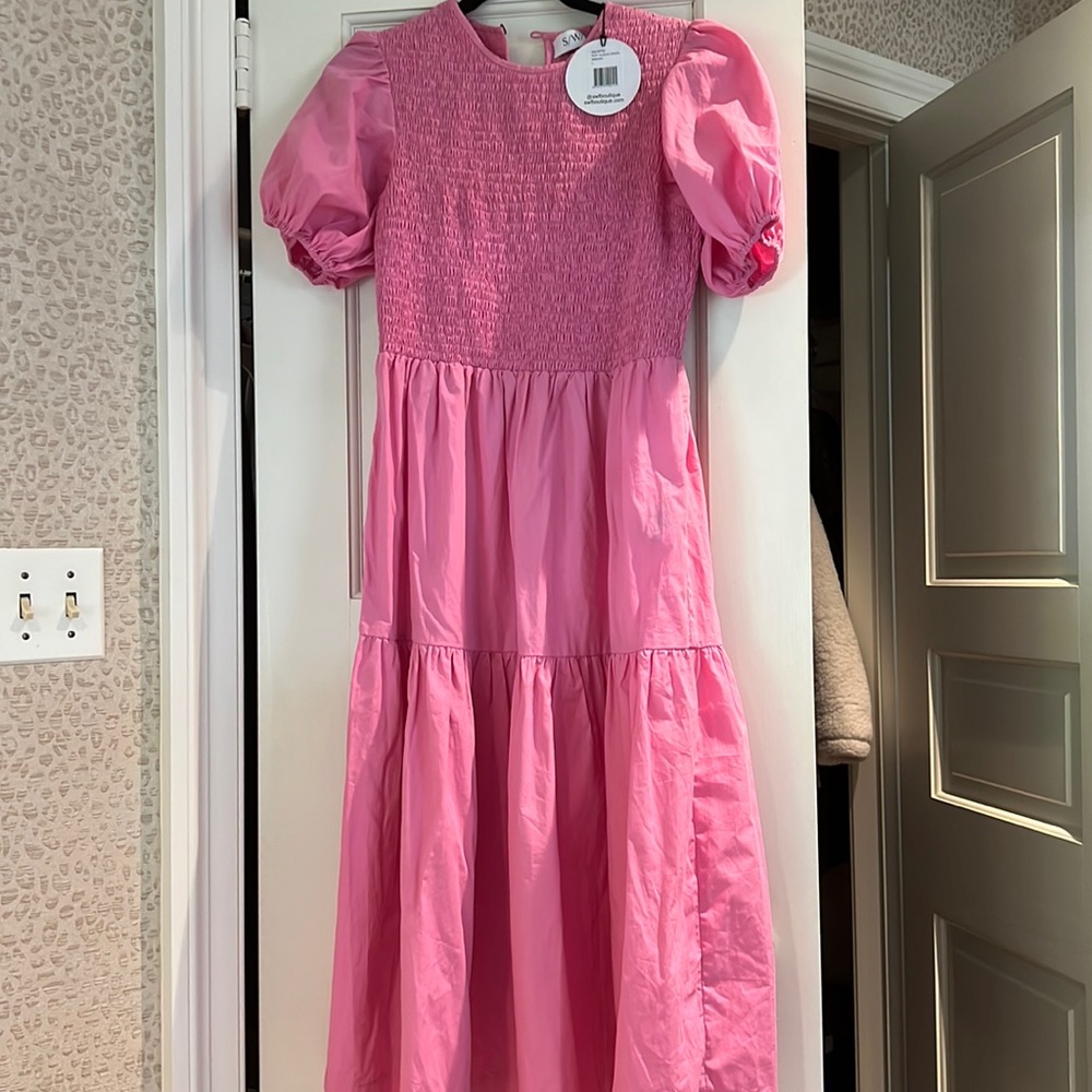 SWF puff sleeve dress, L, NWT